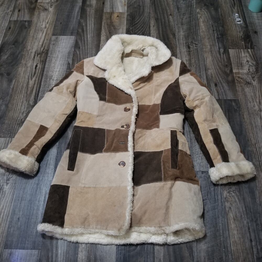 Static Y2K Vintage Patchwork Leather‎ Suede Jacket Women Medium (Stained)